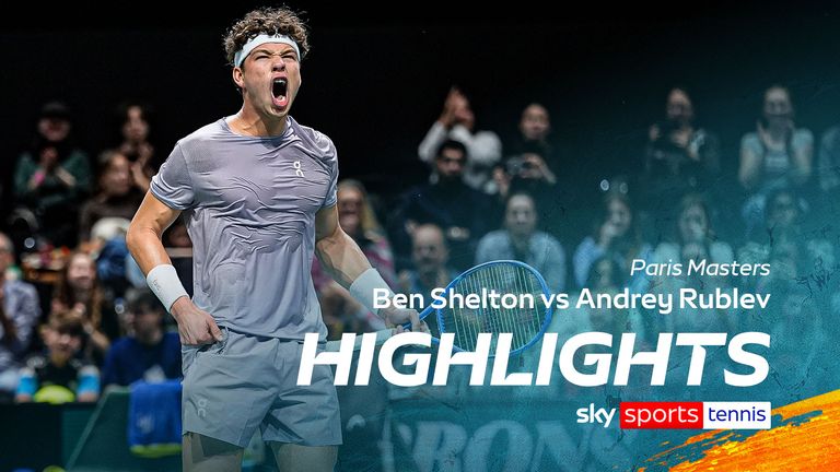 Ben Shelton against Andrey Rublev from the Paris Masters
