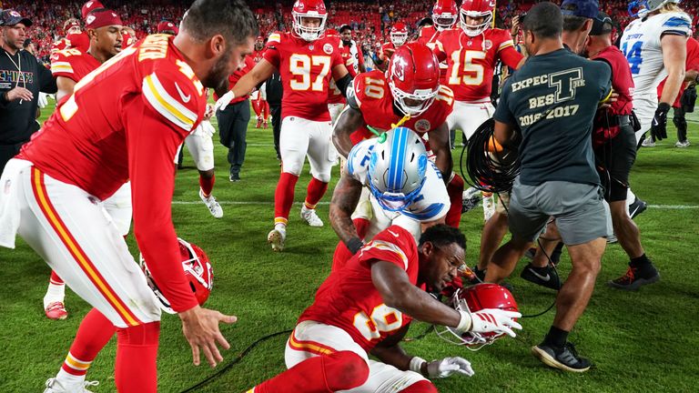 Detroit Lions defensive back Brian Branch punched Kansas City Chiefs wide receiver JuJu Smith-Schuster post-match