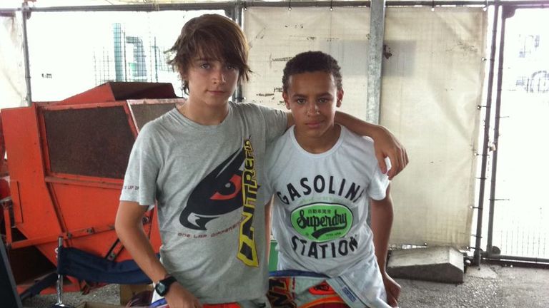 Oram-Jones is pictured with a young Charles Leclerc, now of Ferrari