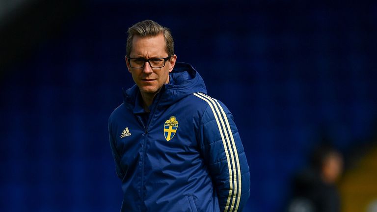 Sweden head coach Christofer Augustsson ahead of the 2019 UEFA European Under-17 Championships Group B match between Netherlands and Sweden