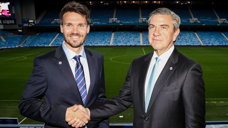 GLASGOW, SCOTLAND - OCTOBER 21: Danny Rohl is unveiled as the new Head Coach of Rangers Football Club alongside Rangers Chairman Andrew Cavenagh at Ibrox Stadium, on October 21, 2025, in Glasgow, Scotland. (Photo by Alan Harvey / SNS Group)