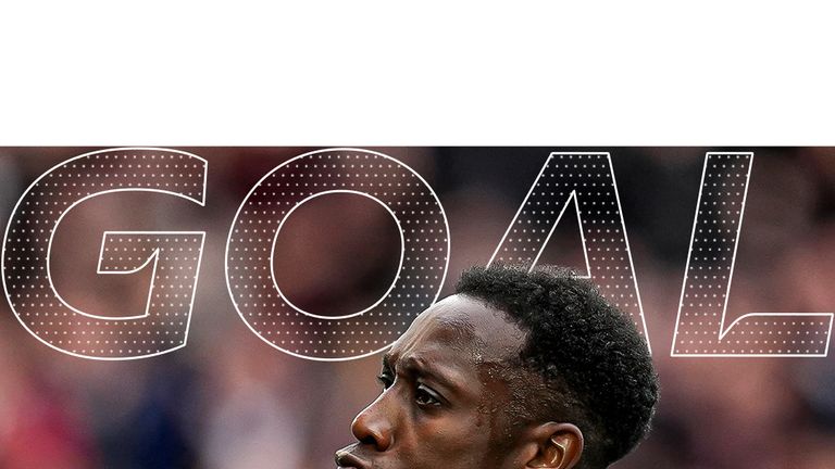 Danny Welbeck celebrates scoring for Brighton against Newcastle