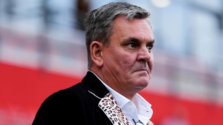 Picture by Olly Hassell/SWpix.com - 01/08/2025 - Rugby League - Betfred Super League Round 20 - Leigh Leopards v Warrington Wolves - Leigh Sports Village, Leigh, England - Leigh Leopards owner Derek Beaumont