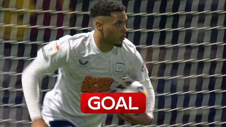 Lewis Dobbin curls a stunning strike into the right bottom just before the half-time whistle as Preston look to get back in the game against Sheffield United.
