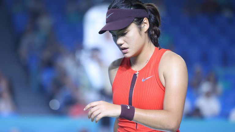 Emma Raducanu during her match against Zhu Lin at the Ningbo Open in China