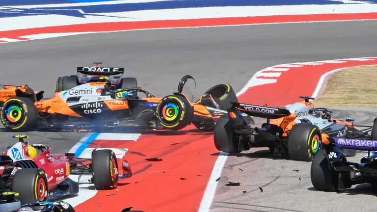 Oscar Piastri and Lando Norris collided at the start of the United States GP Sprint