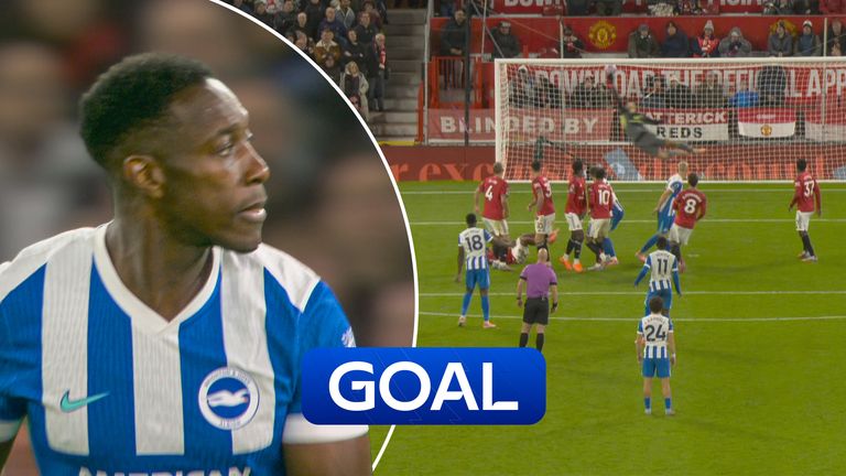 Danny Welbeck bends in a free-kick to score for Brighton vs Man Utd.