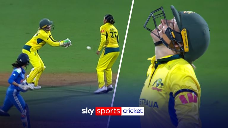 Capitã australiana A capitã australiana Alyssa Healy faz uma recepção, que foi uma chance de expulsar Jemimah Rodrigues e pode ser um grande momento no jogo.