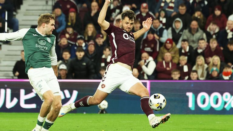 Craig Halkett scored in injury time to secure Hearts' win against Hibs