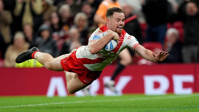 Hull KR's Joe Burgess scores his second try during the Betfred Super League Grand Final 2025