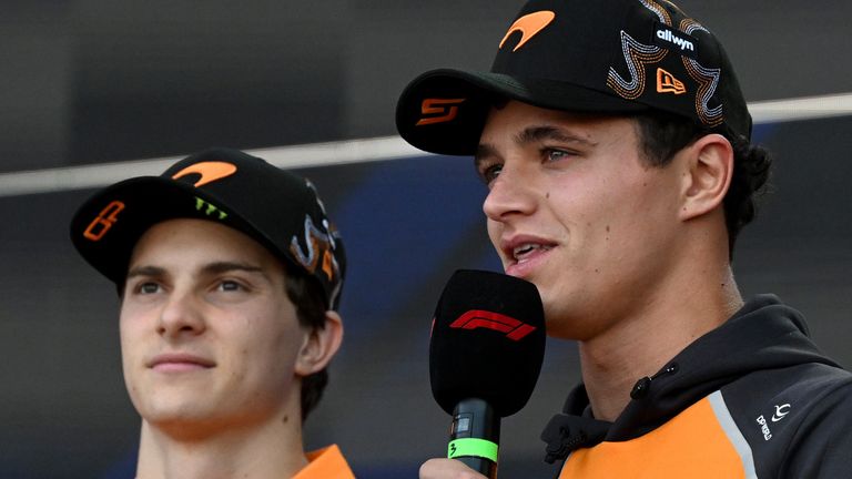 Oscar Piastri (L) and Lando Norris