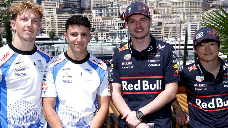 Liam Lawson, Isack Hadjar, Max Verstappen, Yuki Tsunoda