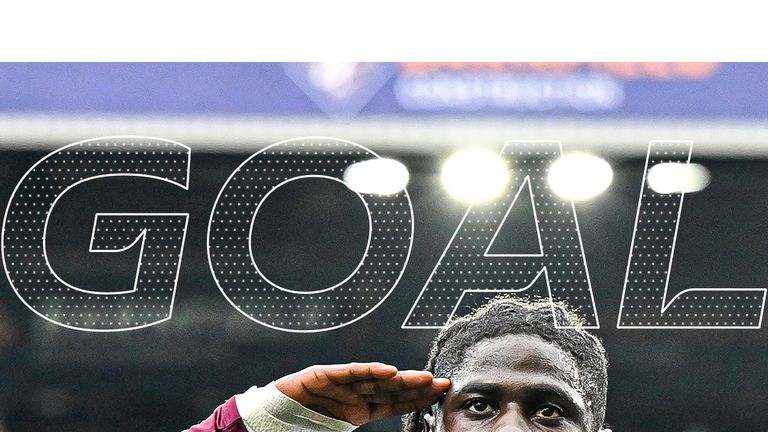 Loum Tchaouna celebrates scoring for Burnley against Leeds