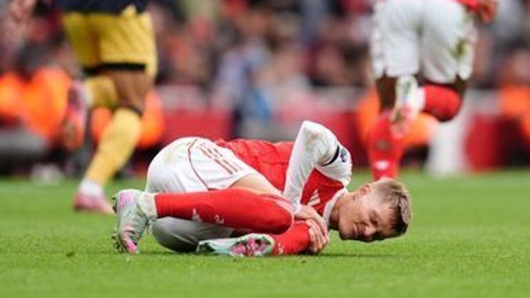 Martin Odegaard suffered the injury in a first-half collision at the Emirates Stadium