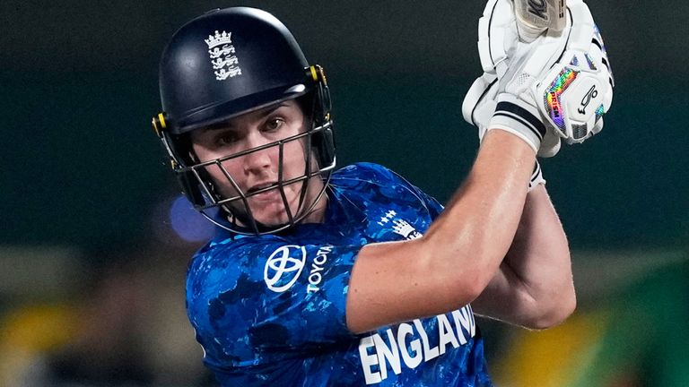 England captain Nat Sciver-Brunt plays a shot during the ICC Women's Cricket World Cup (Associated Press)