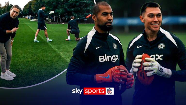 Chelsea goalkeepers take on NFL challenge