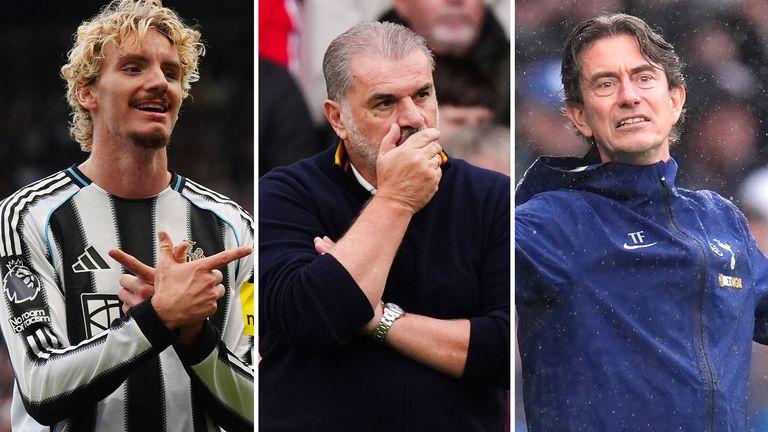 Nick Woltemade, Ange Postecoglou and Thomas Frank