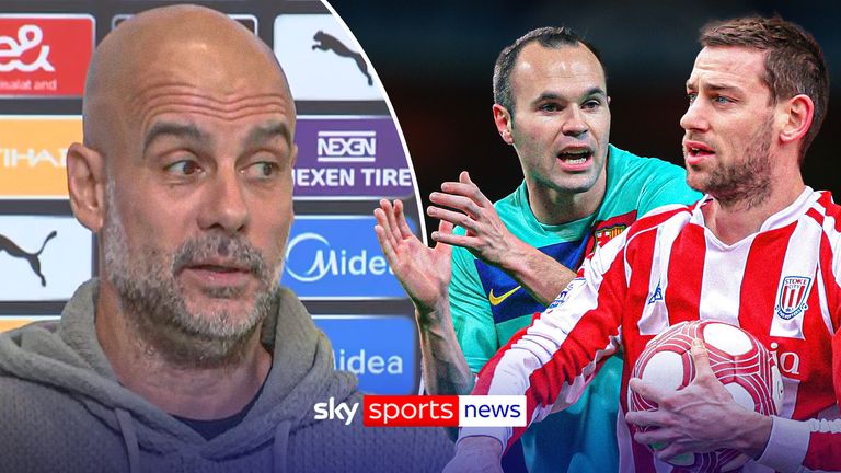 Pep Guardiola talks about play in the Premier League.