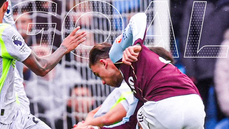 Matty Cash scores for Aston Villa against Man City