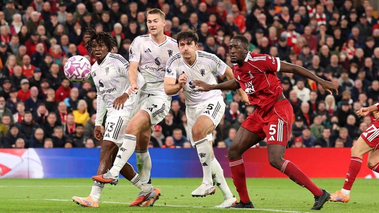 Harry Maguire scores to give Manchester United a 2-1 lead at Anfield