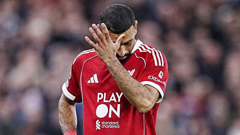 Mohamed Salah rues a missed chance during Liverpool's Premier League clash with Manchester United