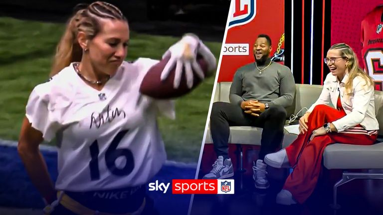 Phoebe Scheckter shows off her dance moves in NFL Celebrity Flag Football!