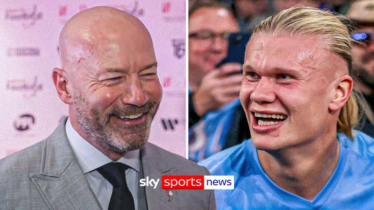 Alan Shearer reacts to the ongoing debate of best Premier League scorer between himself and Haaland.