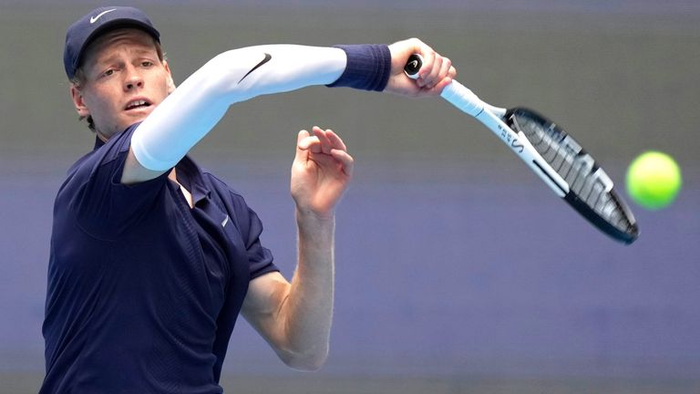 Jannik Sinner playing  China Open Tennis