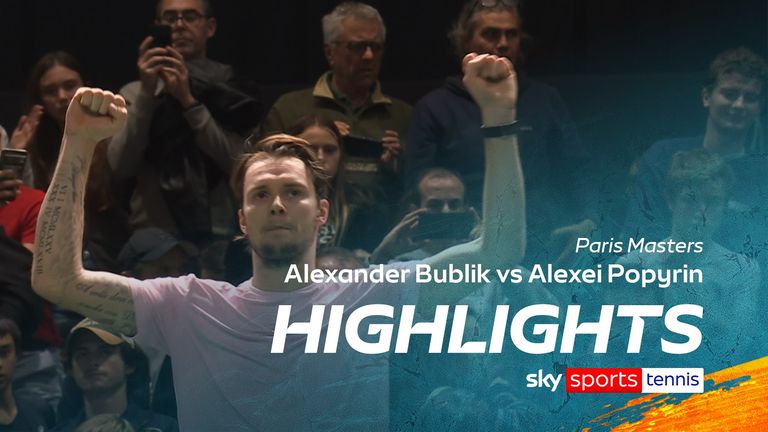 Highlights of the Paris Masters first round match between Alexander Bublik and Andrei Popyrin.