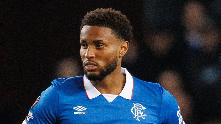 GLASGOW, SCOTLAND - SEPTEMBER 25: Rangers' Youssef Chermiti in action during a UEFA Europa League match between Rangers and  Genk