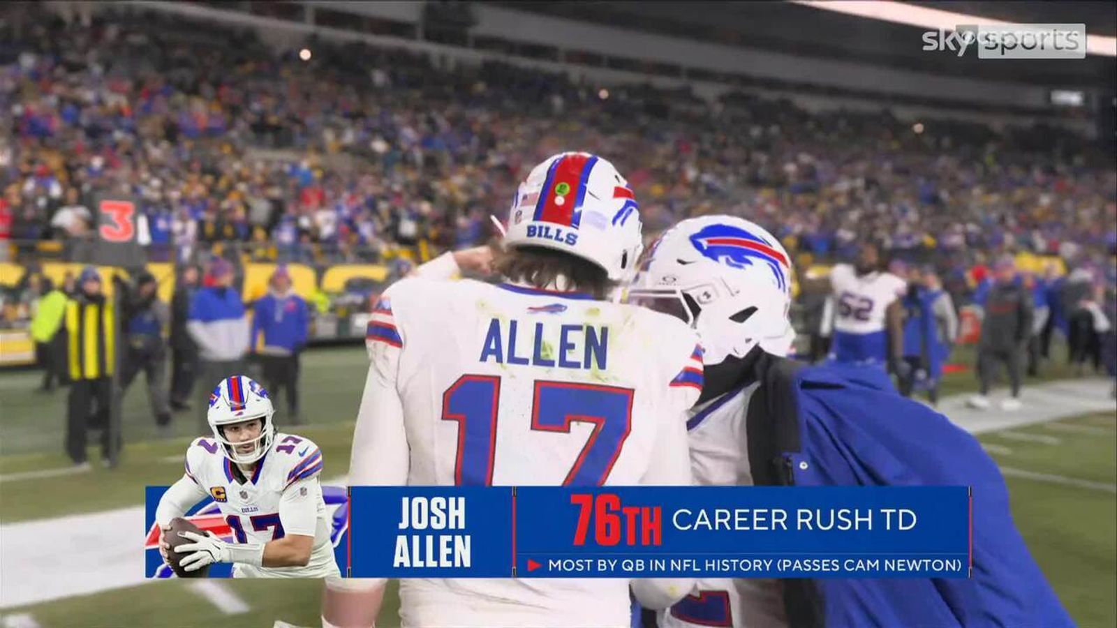 Josh Allen breaks QB record for most career rushing TDs in NFL