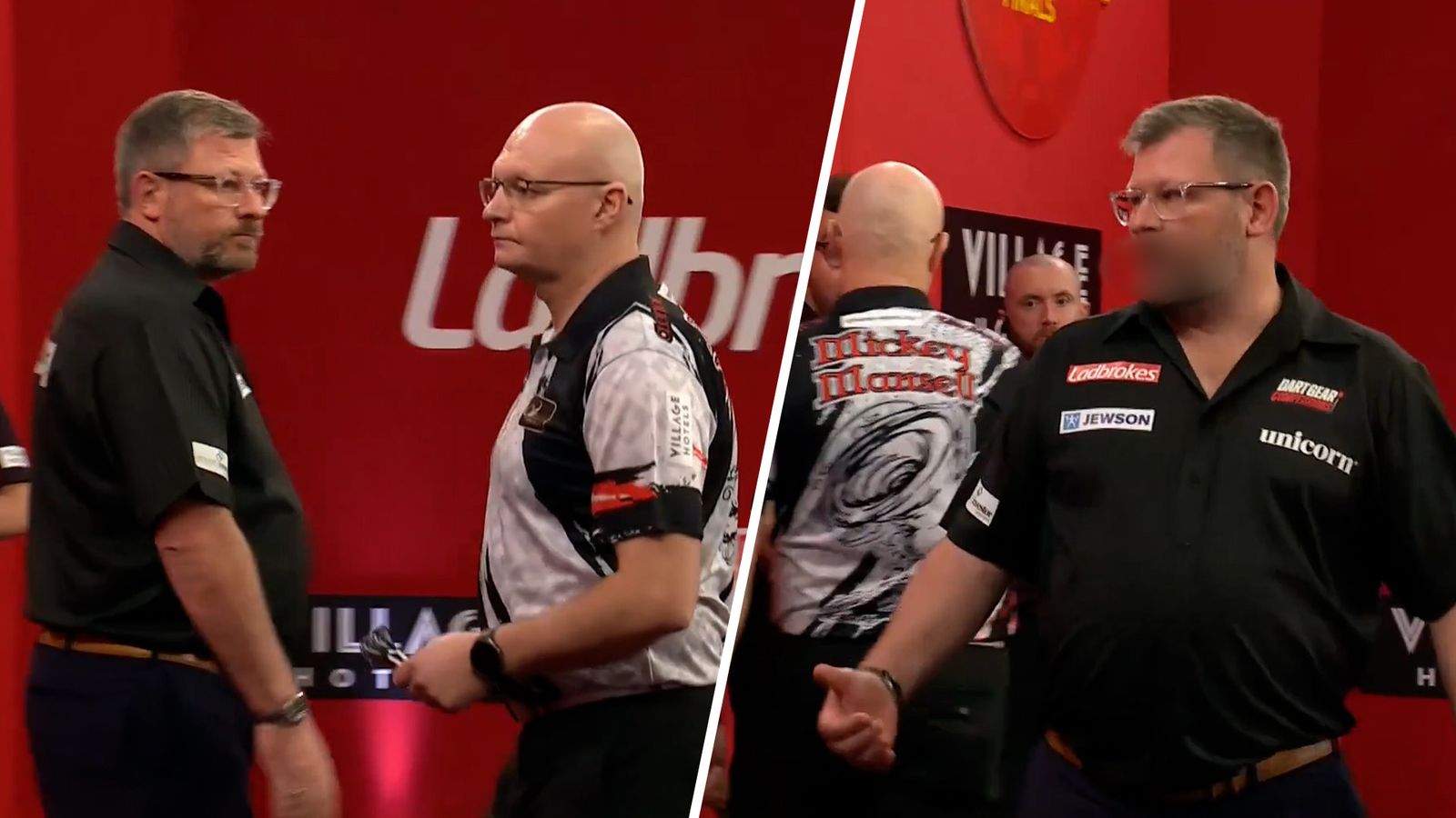 James Wade left baffled after awkward handshake with Mickey Mansell