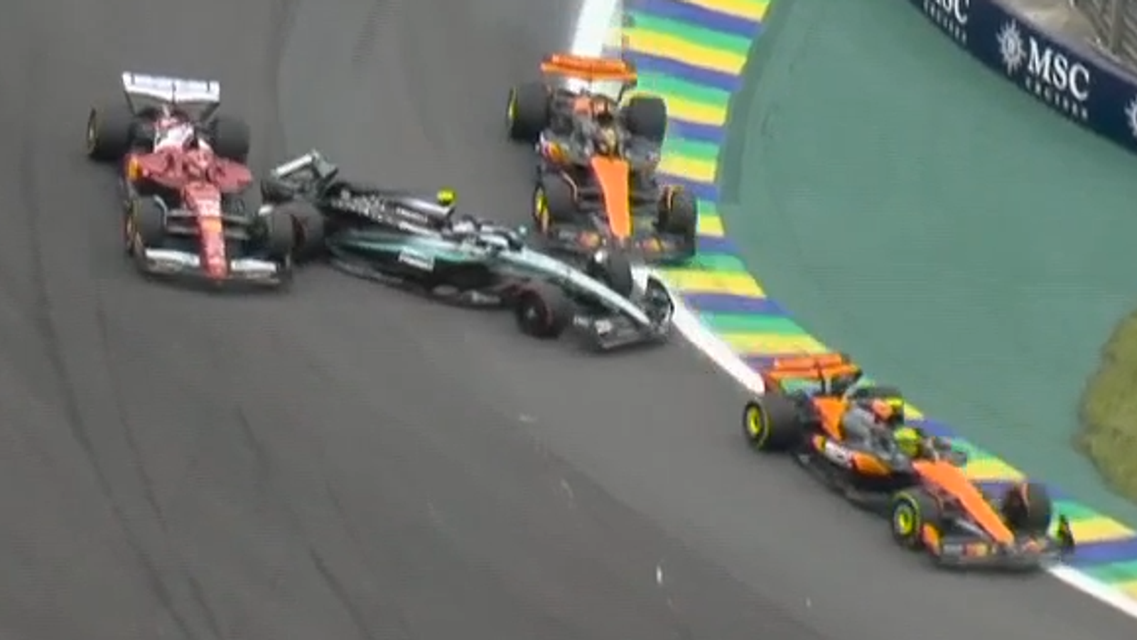 Sao Paulo GP: Norris leads as Piastri-Antonelli-Leclerc in three-car collision LIVE!