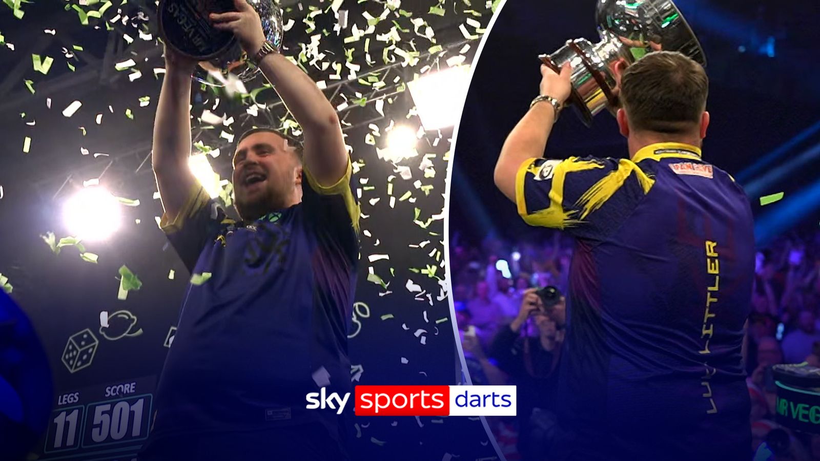 Grand Slam of Darts: Luke Littler shows off dance moves during trophy lift