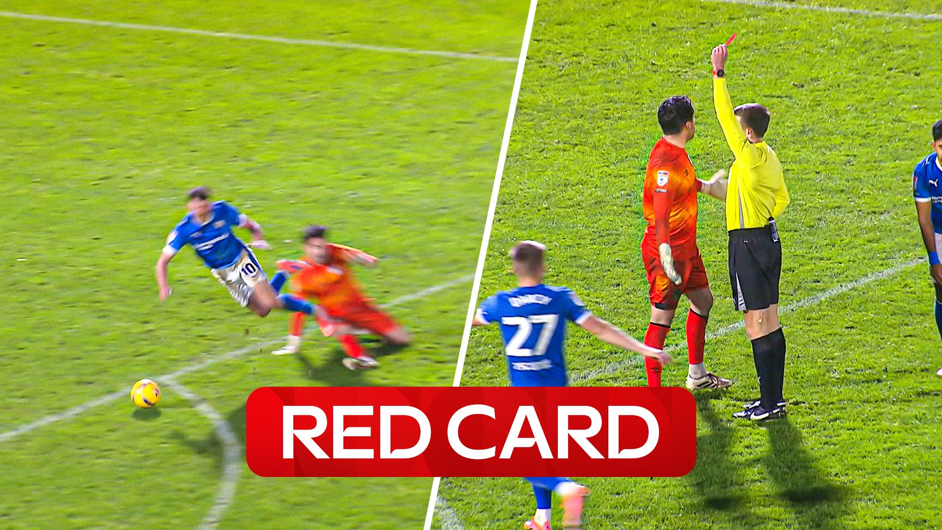 Grimsby's backline have a nightmare as 'keeper Pym is sent off!