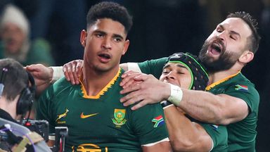 Sacha Feinberg-Mngomezulu scored South Africa's only points of the second half, but it was enough as they faced an Ireland side shown five cards