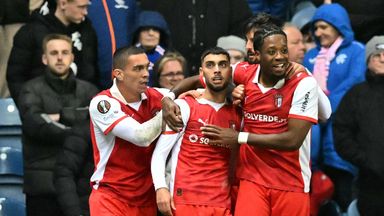 Gabri Martinez (centre) earned Braga a point at Rangers