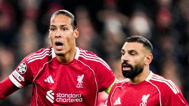 Virgil van Dijk and Mo Salah during Liverpool's 4-1 defeat to PSV in the Champions League at Anfield