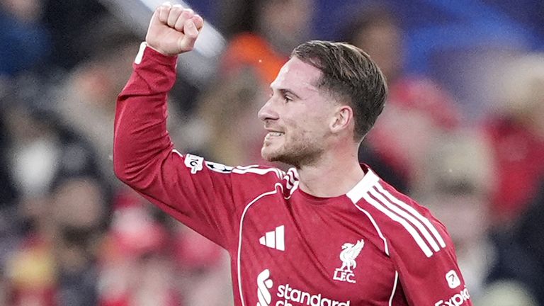 Liverpool's Alexis Mac Allister celebrates scoring against Real Madrid