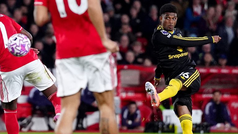 Amad Diallo scores a spectacular equaliser for Manchester United at the City Ground