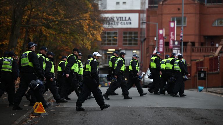Police officers deploy near Villa Park ahead of Aston Villa vs Maccabi Tel Aviv