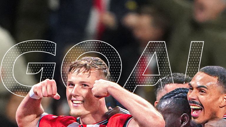 Dan Ballard hits Sunderland in front against Arsenal.