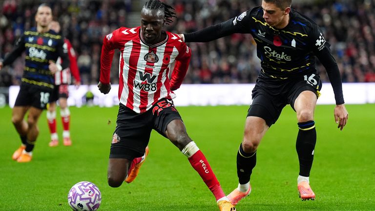 Bertrand Traore in action for Sunderland against Everton
