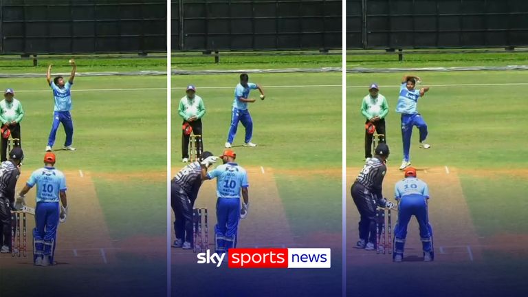 Is this the STRANGEST bowling action you have ever seen...?