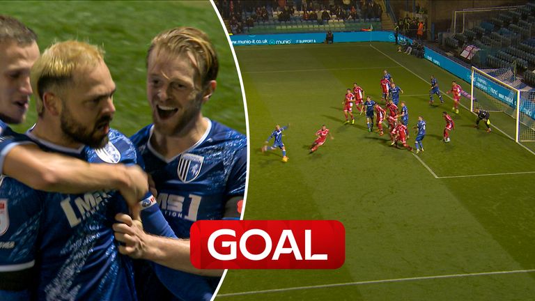 Bradley Dack scores for Gillingham against Crawley