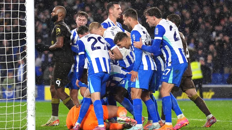 Bart Verbuggen saved a dramatic late penalty as Brighton beat Brentford
