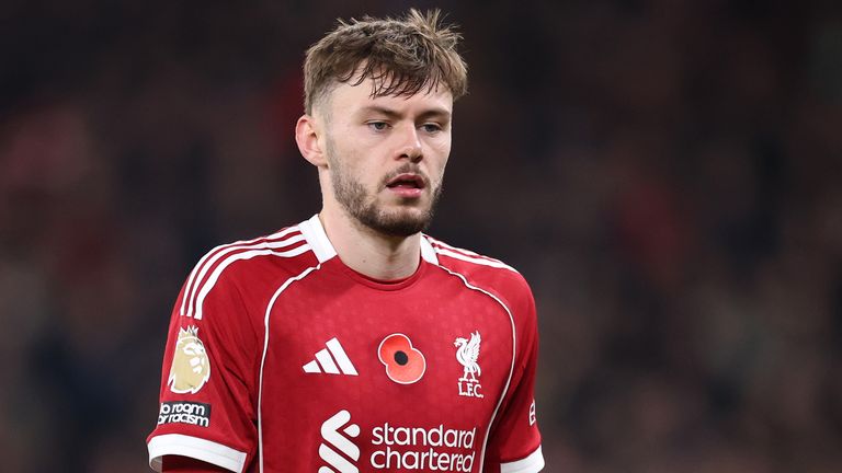 Conor Bradley in action for Liverpool against Aston Villa