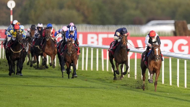 Danielle ridden by James Doyle (right) wins the Virgin Bet A Good Bet Irish EBF Gillies Fillies' Stakes at Doncaster
