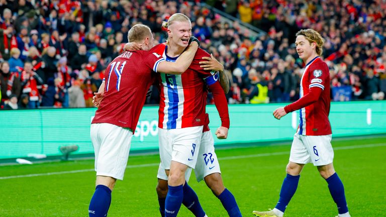 Erling Haaland scored twice as Norway beat Estonia to help them qualify for the 2026 World Cup