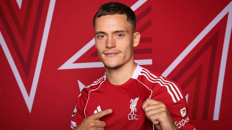 Florian Wirtz of Liverpool FC poses during the official UEFA Champions League 2025/26 portrait session on August 05, 2025 in Liverpool